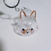 Raktų pakabukai Atminimo augintinio plaukų laikiklis Raktų pakabukas Skaidrus triušio plaukų laikymo dėžutė Kuprinė Brown Ear Bunny gray