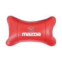 Car Headrest Neck Cushion Carbon Fiber Leather Pillow For Mazda 2 6 3 CX5 CX80 CX70 CX90 MX30 CX60 CX50 CX30 BT50 e-TPV CX3 CX8 red