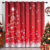 Kalėdinės užuolaidos svetainei, raudonos ir baltos mirgančios žvaigždės dekoracija, lango užuolaida miegamajam, virtuvės organza Išpardavimas 100W130H(CM)40x51in&Grommet Top brown