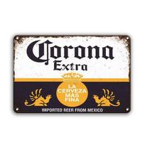 CORONA EXTRA Metalinis skardinis ženklas Vintažinis alaus plakatas Dekoratyvinės plokštelės Retro pub baro dekoracija Plokštelė Kaukolės metalinis ženklas Sieniniai lipdukai 20x30cm（7.8x11.8inch）