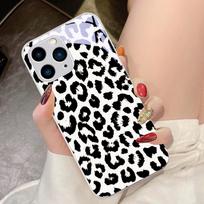 Žalias grūdintas stiklas telefono dėklas IPhone 15 Pro 14 13 12 Mini 11 XS Max XR 7 8 Plu SE 2020 2022 Juodas leopardo raštas Mėlynas For iPhone SE (2020) white