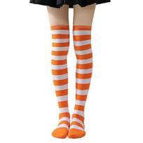 Yousheng Striped Thigh High Socks Women Colorful Over-the-Knee Socks Retro Stretchy Thigh Highs for Girls Cosplay Lolita Costume One Size H gray