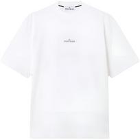 Stone Island Printed Pattern Drop Shoulder Short Sleeve Round Neck T-Shirt Unisex Tops L1S152100001S0374-V0001 L white