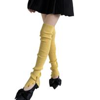Ribbed Knitted Thigh High Footless Long Socks with Button Detail Split Designs Over Knee Leg Warmer for Dance Enthusiast geltona
