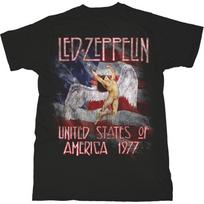 Men's Led Zeppelin Stars N' Stripes USA '77. Slim Fit T-shirt Small Black M gray