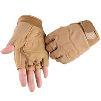 Tactical Half-Finger Gloves Men Women Outdoor Training Gym Cycling Hiking Anti-Slip Durable Synthetic Leather XXL brown