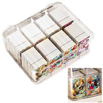 No-brand product Joyful.BondEC Clear Trading Card Storage Case with 8 Compartments Dividers Lid Stackable PET 30 x 26 10.5 cm white
