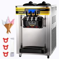 VEVOR Commercial Ice Cream Maker, 22-30L/H Yield, Countertop Soft Serve Machine with 2x6L Hopper 2L Cylinder LCD Panel Puffing Shortage Alarm