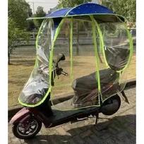NEW Fully Enclosed Canopy Removable Electric Vehicle Parasol Motorcycle Rainproof Cover Thickened Canopy with Metal Bracket mėlyna