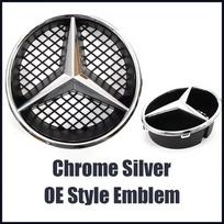 Silver And Black OE Style Front Grille Star Emblem W204 2008-2014 C180 C200 C230 C250 C280 C300 C350 For Mercedes Benz C-Class