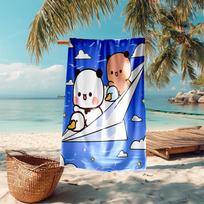 Beach Towel with Bubu and Dudu1 Pattern - soft,absorbent,machine washable Lightweight&Modern,swimming,Travel Essentials 70cmx140cm(27x55inch) blue