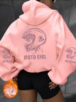 Unisex motociklininko gobtuvas Moto merginos šalmukas Grafika Per dydį Puloveris Džemperis Biker Gatvės stilius Ruduo Žiema S white