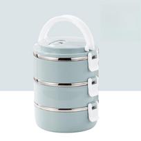 Thermal Lunch Portable Steel Bento Box Stainless Food Picnic School Container Three Layer white