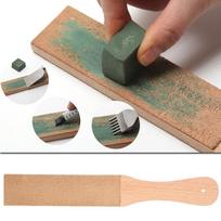 Leather Sharpening Strop Wood Handle Double Sided Home Sharpening Tool 28 x 4 x 15.5cm gray