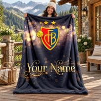 FC Basel individualus vardas flanelinis pledas, personalizuotas minkštas šiltas pliušinis pledas, pritaikyta dovana šeimai, draugams 80cmx120cm black