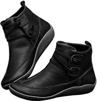 Fashion Women Ankle Boots British Retro Martin Boots High Quality Waterproof Warm Leather Shoes Ladies Casual Walking Shoe Mujer Botas 44 juoda