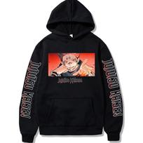 Jujutsu Kaisen Yuji Itadori Graphic Hoodies Vintage Oversized Hooded Hip Hop Long Sleeves Hoodie Men Women Clothes 2XL black