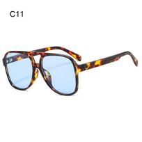 Retro Double Bridge Oversized Pilot Sunglasses Uv400 Protection Classic 70S Sun Glasses Yellow Driving Eyewear For Women & Men white