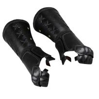Men Cosplay Bracer with Adjustable Buckle Vintage Pirate Knight Boxing Gloves juoda