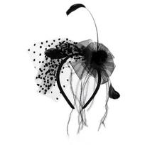 Punk Feather Yarn Hair Hoop Carnivals 1920s Ladies Hairband Prom Party Headwear 1 juoda
