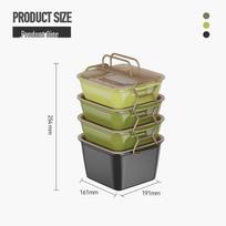 Four-Piece Outdoor Camping Set: Tote Bag, Large-Capacity Picnic Box, Microwaveable Bento Box, Refrigerator Fresh-Keeping Box. beige