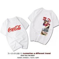 New Coca Cola Collaborative Fanta Sprite Short Sleeve TShirt Unisex Couples Fashion Cotton Summer Casual Print 2026 New Tees L gray