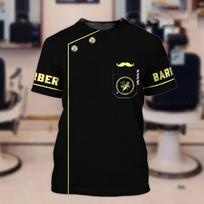 New Barber Shop T-Shirts Hairdresser 3D Print Streetwear Men Women Fashion Oversized T Shirt Cosplay Tees Tops Uniform Clothing 5XL black