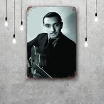 Django Reinhardt Retro Vintage skardinis ženklas Plakatas Dekoratyvinė lentelė Metalinė plokštelė Sienų dekoras 30x40cm(11.8x15.7inch) gray