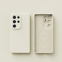 Originalus skysto silikono magnetinis telefono dėklas, skirtas Samsung Galaxy S26 S25 S24 S23 S 26 Ultra Plus, belaidžio įkrovimo dėklai, minkštas dangtelis Galaxy S26 Ultra antikinės baltos spalvos
