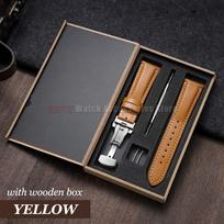 Watchband 20mm 22mm 24mm Genuine Leather Watch Strap with Gift Box Universal Butterfly Buckle Cowhide Men's Business Wrist Belt 24mm gray