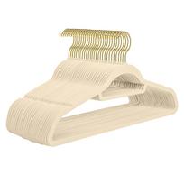 Pūkinis aksominis drabužių pakabukas su rožinio aukso kabliuku (Rožinis) - Neslystantis organizatorius beige