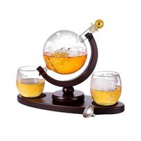Globe Decanter and Barware Set: Wine & Whiskey Infusion Bottle Sealed Jar Globe Set with White Cap black