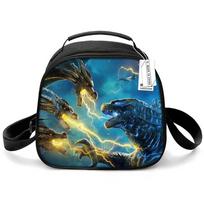 Godzilla Vs King Kong Peripheral Student Lunch Bag Godzilla Meal Bag Anime Tote Bag Ice Bag Insulation Bag Round lunch bag blue