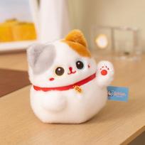 Adorable Maneki-Neko Plush Toys Cute Chubby Lucky Waving Hand Cat Doll Funny Desktop Pets Car Decor Nice Birthday Gift 15cm orange