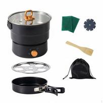 Foldable Electric Cooking Pot Double Electrical Power (110V220V) SplitDesign Travel Cooker Food Black_Cn 220V black