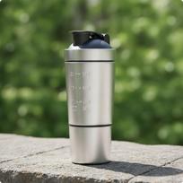 Shaker Bottle with Storage Compartments | Stainless Steel Body, lockdownTop Lid, Protein Shaker, for white