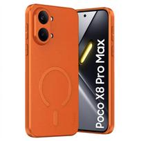 Case for Xiaomi Poco X8 Pro Max, leather hybrid, for MagSafe, orange