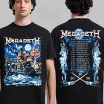 Megadeth Killing Road 2026 Tour Graphic TShirt Unisex Thrash Metal Rock Band Back Tour Dates Print Short Sleeve Streetwear Tees M gray
