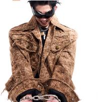 Hong Kong Style Men's Distressed Denim Jacket - Frayed High Street Autumn/Winter Niche Design M black