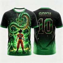 2026 Dragon Ball Goku & Shenron T-shirt Summer Quick Dry Sports Jersey for Dad & Kids Anime Number 10 Print Tee Casual Tops Tees 6XL green