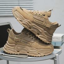 Thick Sole Outdoor Climbing Shoes Wear-resistant Labor Sports Workwear Tide Shoes Soft Sole Comfort Running Shoes Tenis Hombres 44 chaki