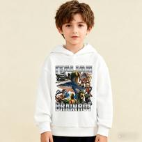 Autumn Winter  Italian Brainrot  Animal Graphic Printed Hoodies Fashionable Casual Warm Sports Long Sleeved Children's Boy Hooded Sweatshirts 140 white