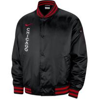 Nike City Edition NBA Chicago Bulls Striped Button-Up Baseball Jersey Men jersey FB4511-010 M black
