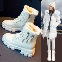Women's High-Top Velvet Martin Boots - New 2025 Korean Style, Autumn/Winter, High-Heeled, Mid-Calf. 41 gray