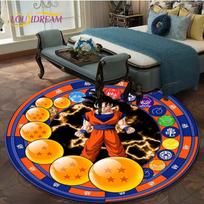 Anime Cartoon Dragon Ball Goku 3D Printed Carpet Round Flannel Rug Indoor Home Decoration Floor Mat  Area Rug  Rugs for Bedroom 60cm gray