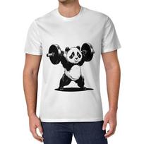 Panda Weightlifting Fitness Gym Graphic Tees for Men Print Short Sleeve T-Shirts Casual Tops XXXXXL balta