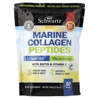 BioSchwartz, Marine Collagen Peptide Powder, Types I and III, with Biotin and Vitamin C, Unflavored, 500 g (17.6 oz)