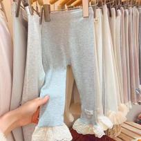 2026 Spring and Autumn New Children's Elastic Slim-fitting Fashionable Princess Lace Girls' Leggings Children's Outerwear Trousers 80cm pilka