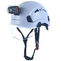 LOEBUCK Saugos šalmas su akiniais ir LED priekiniu žibintu, Pramoninis apsauginis šalmas statybos darbams 53-64cm