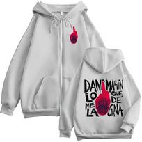 Dani Martin Lo Que Me De La Gana Tour  Zipper Hoodie Men's Retro Long Sleeve Oversized Jacket Sweatshirt Streetwear 3XL gray